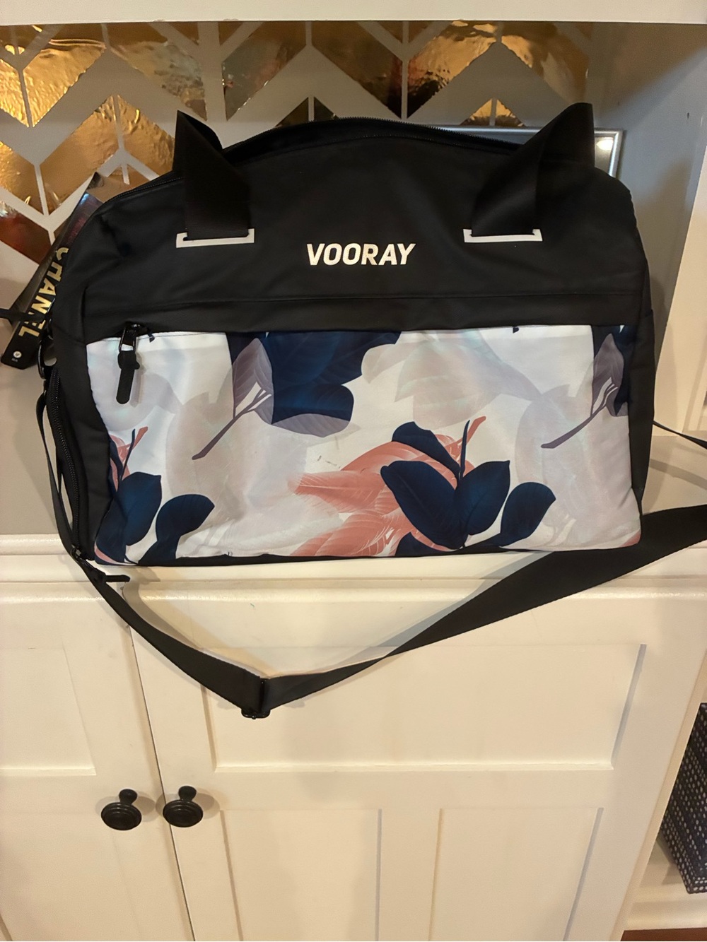 Vooray Navy and Coral Floral Weekender Bag